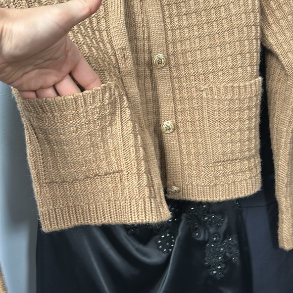 Mango Knit Cardigan Tweed Crop Gold Buttons size XS - Picture 8 of 12